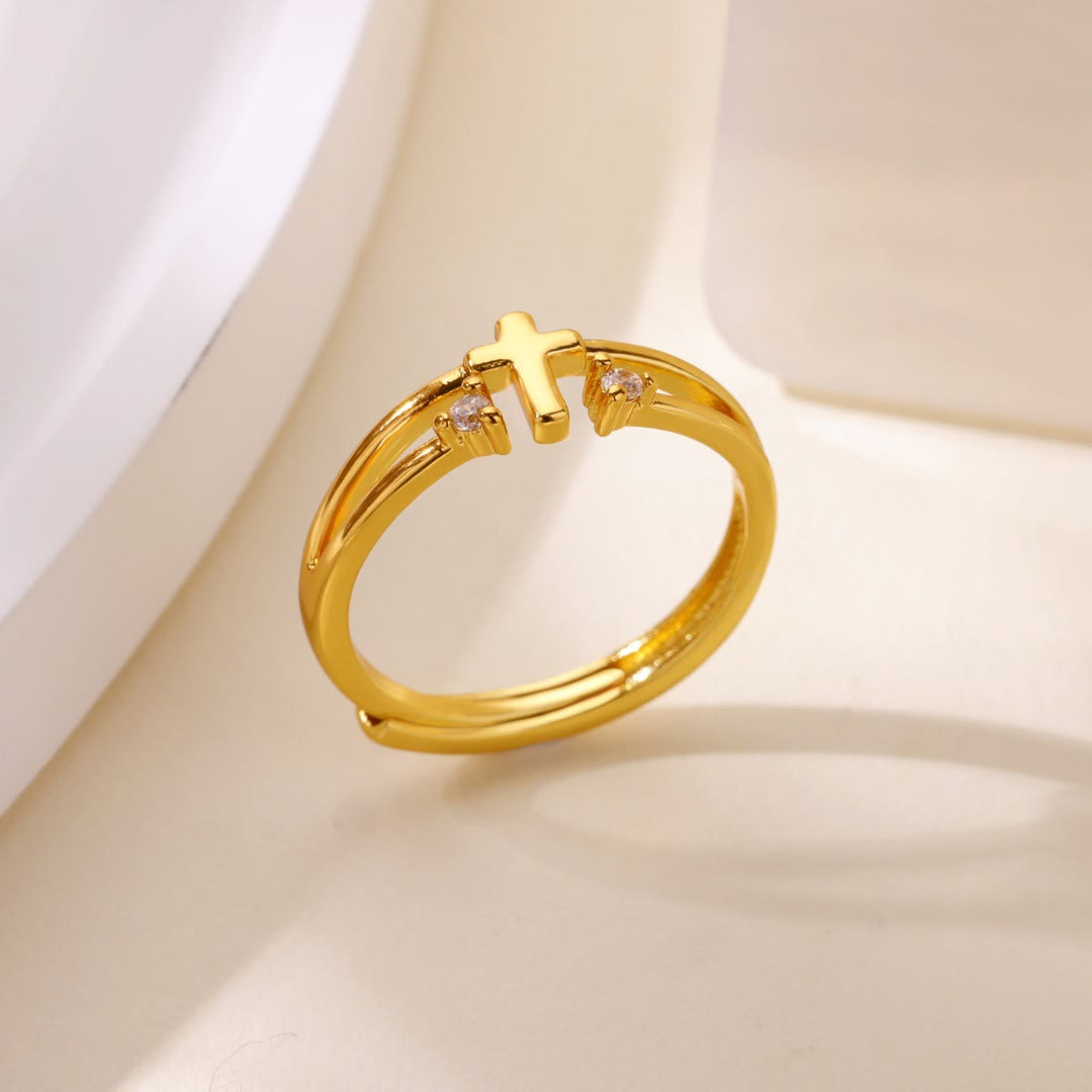 Zircon Accent Cross Double-Band Ring: A Symbol of Christ’s Radiant Love
