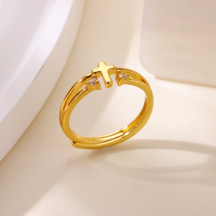Zircon Accent Cross Double-Band Ring: A Symbol of Christ’s Radiant Love