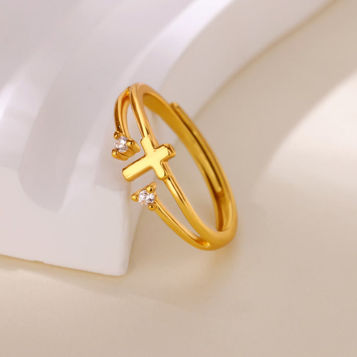 Zircon Accent Cross Double-Band Ring: A Symbol of Christ’s Radiant Love