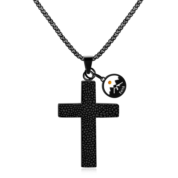 Textured Cross Mustard Seed Necklace: Metallic Charms for Spiritual Reminders