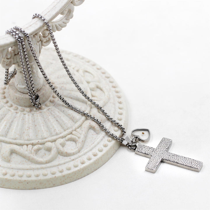 Textured Cross Mustard Seed Necklace: Metallic Charms for Spiritual Reminders