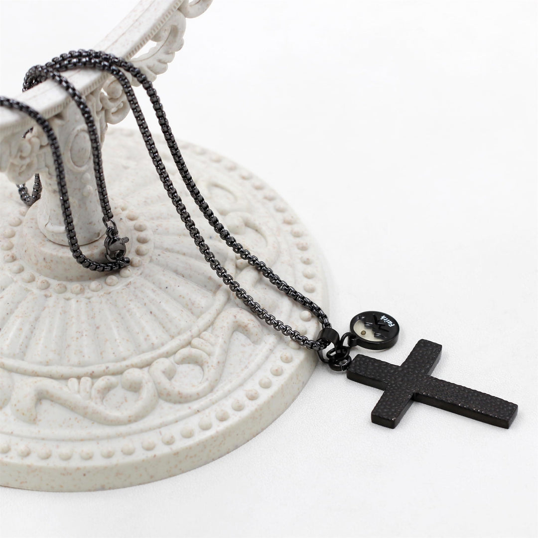 Textured Cross Mustard Seed Necklace: Metallic Charms for Spiritual Reminders