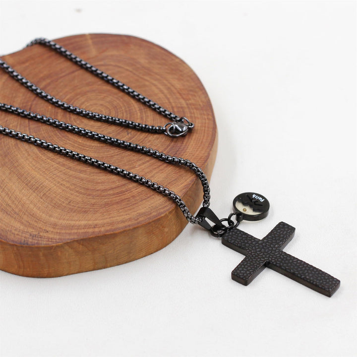 Textured Cross Mustard Seed Necklace: Metallic Charms for Spiritual Reminders