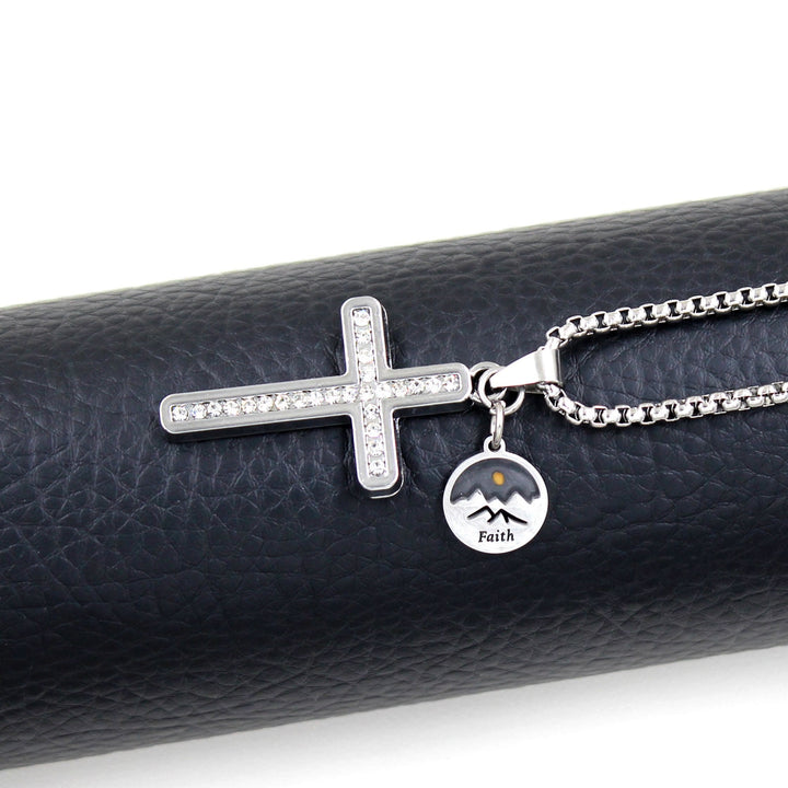 Zircon-Studded Mustard Seed Cross: Mountain Motif for Daily Faith