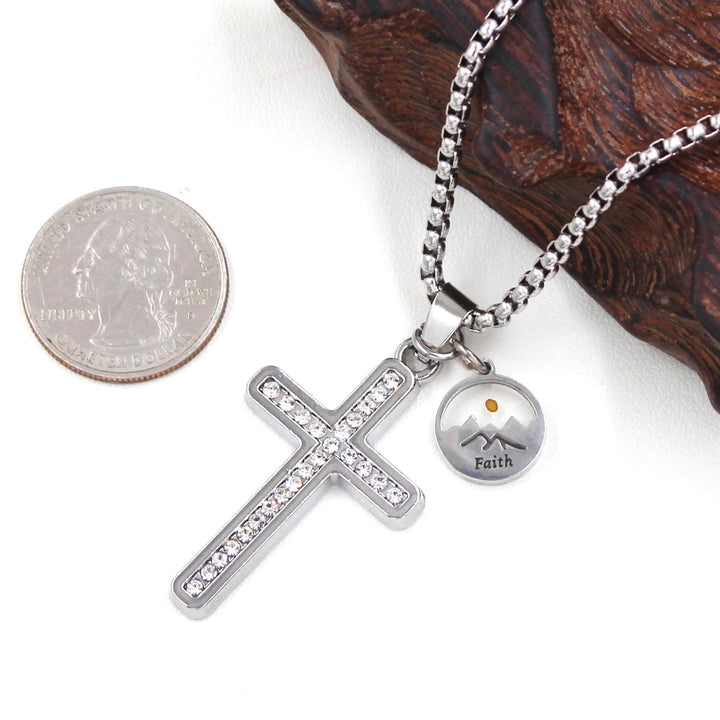 Zircon-Studded Mustard Seed Cross: Mountain Motif for Daily Faith