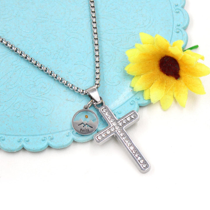 Zircon-Studded Mustard Seed Cross: Mountain Motif for Daily Faith