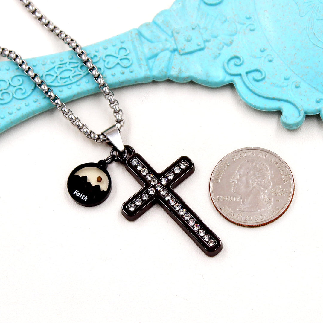 Zircon-Studded Mustard Seed Cross: Mountain Motif for Daily Faith