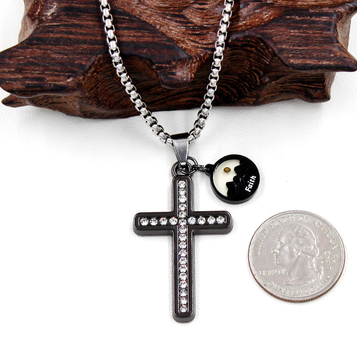 Zircon-Studded Mustard Seed Cross: Mountain Motif for Daily Faith