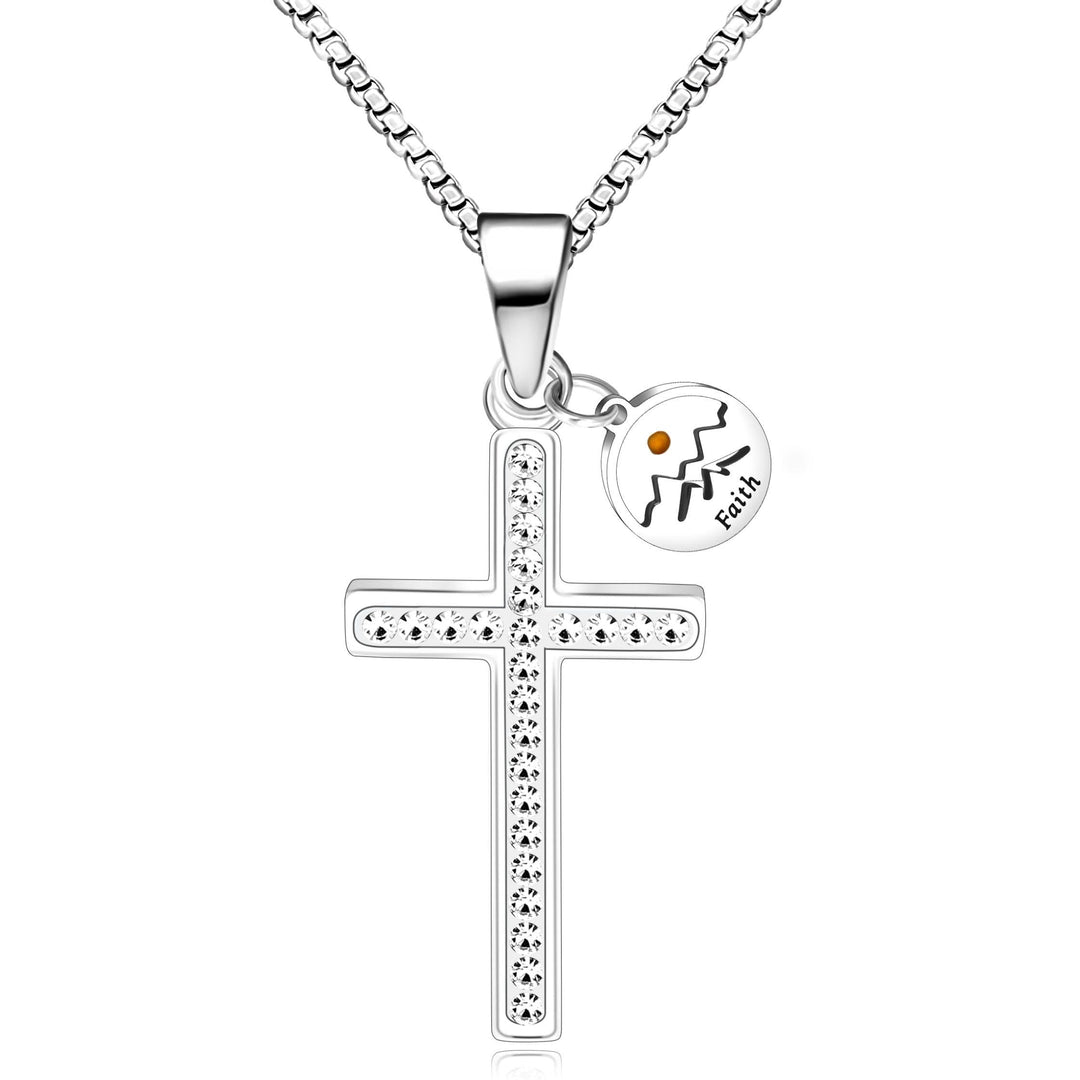 Zircon-Studded Mustard Seed Cross: Mountain Motif for Daily Faith