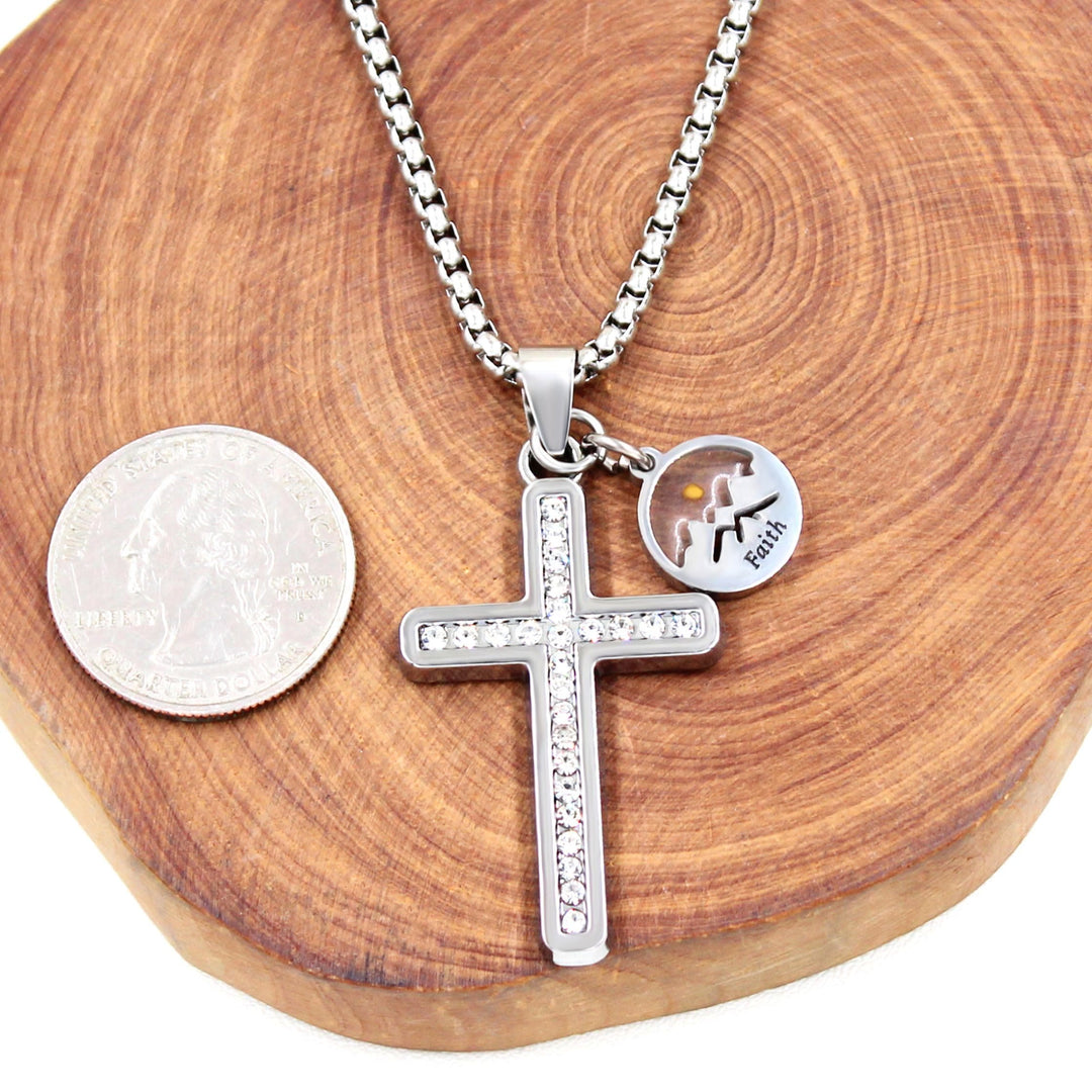 Zircon-Studded Mustard Seed Cross: Mountain Motif for Daily Faith