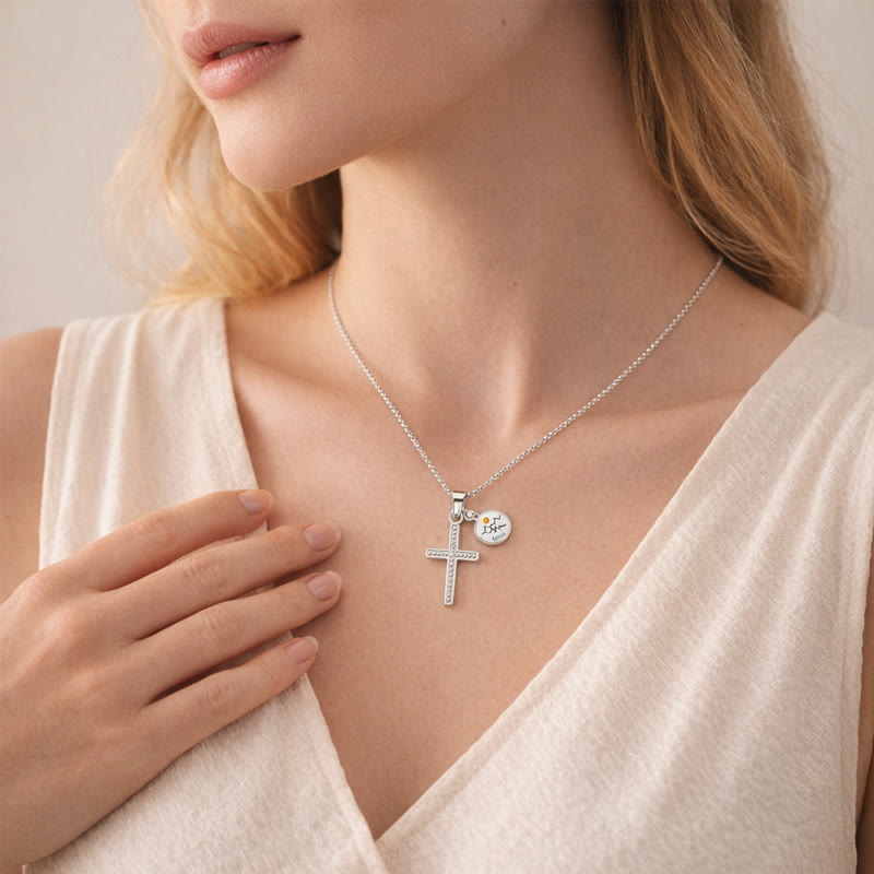 Zircon-Studded Mustard Seed Cross: Mountain Motif for Daily Faith