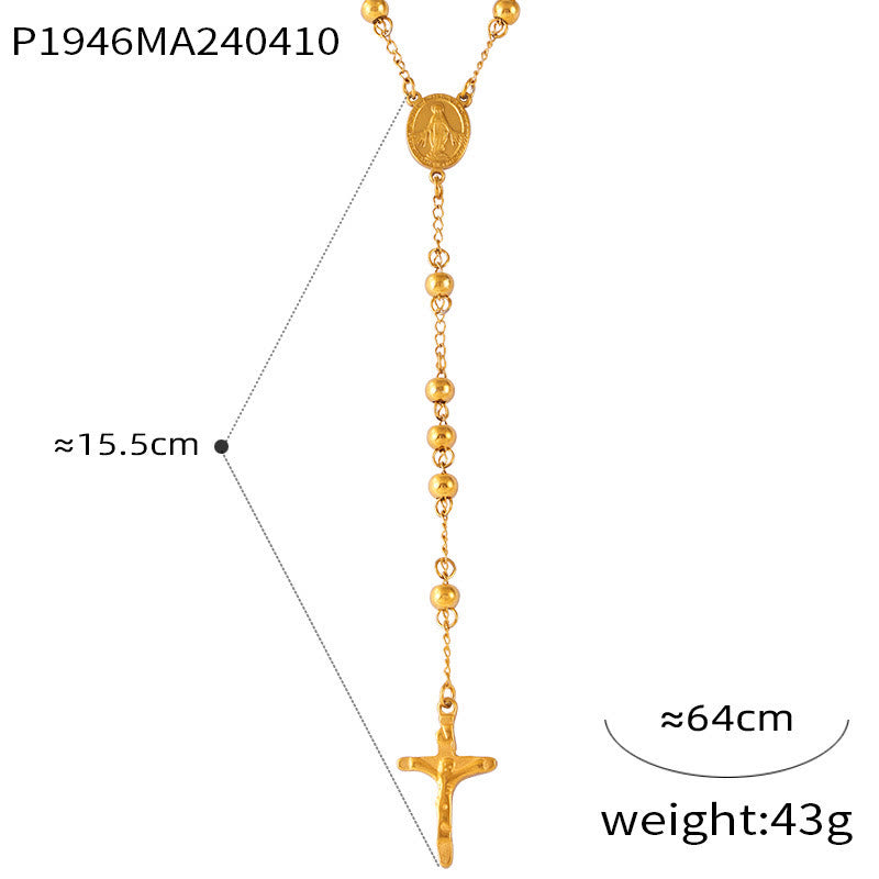 Wearable Rosary Beaded Necklace Collection: Gold-Tone Metal for Daily Spiritual Connection