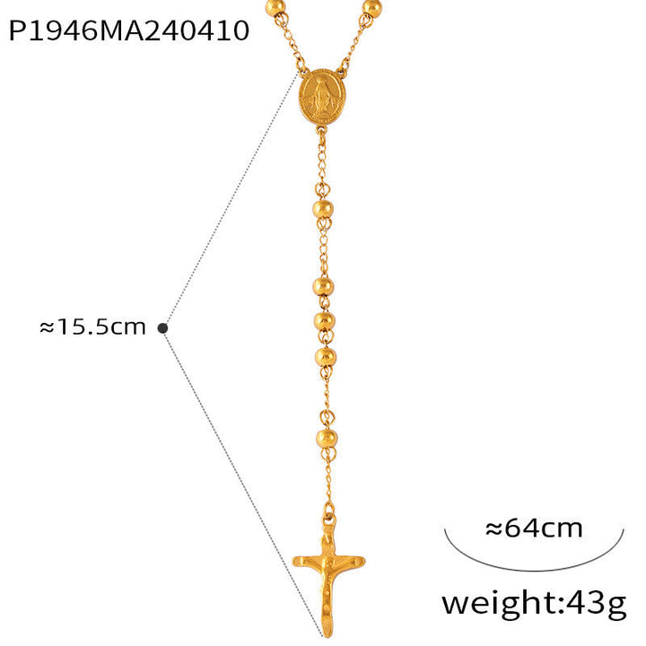 Wearable Rosary Beaded Necklace Collection: Gold-Tone Metal for Daily Spiritual Connection