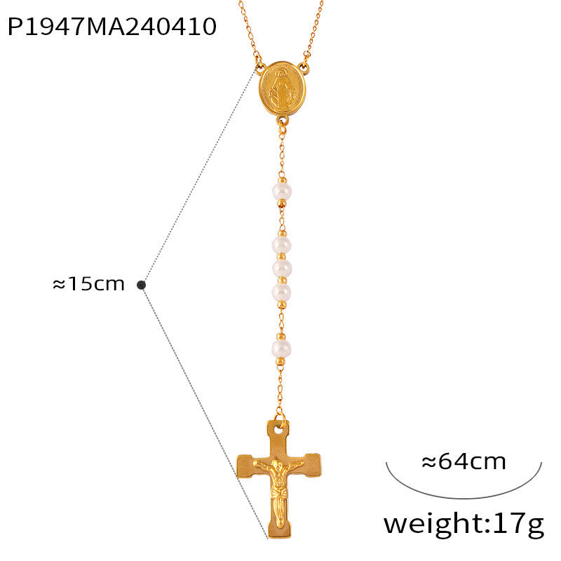 Wearable Rosary Beaded Necklace Collection: Gold-Tone Metal for Daily Spiritual Connection
