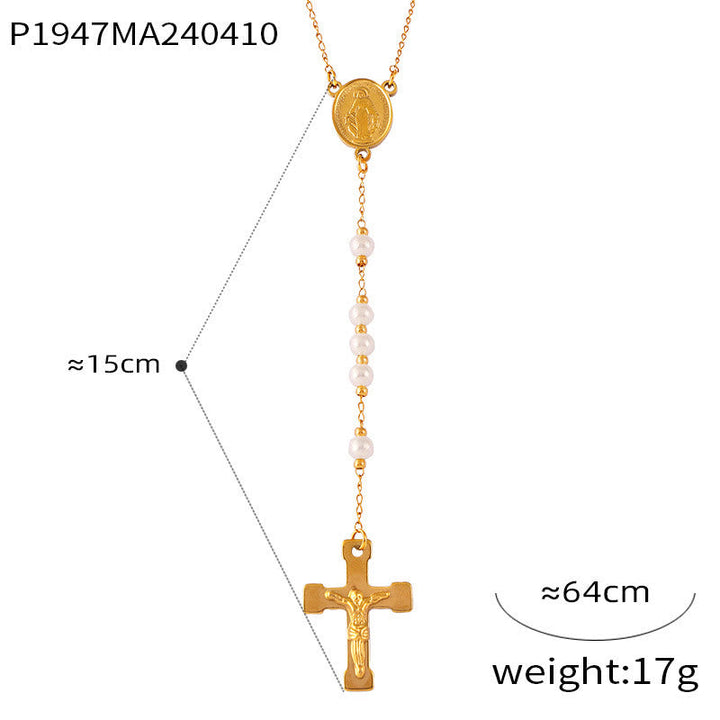 Wearable Rosary Beaded Necklace Collection: Gold-Tone Metal for Daily Spiritual Connection