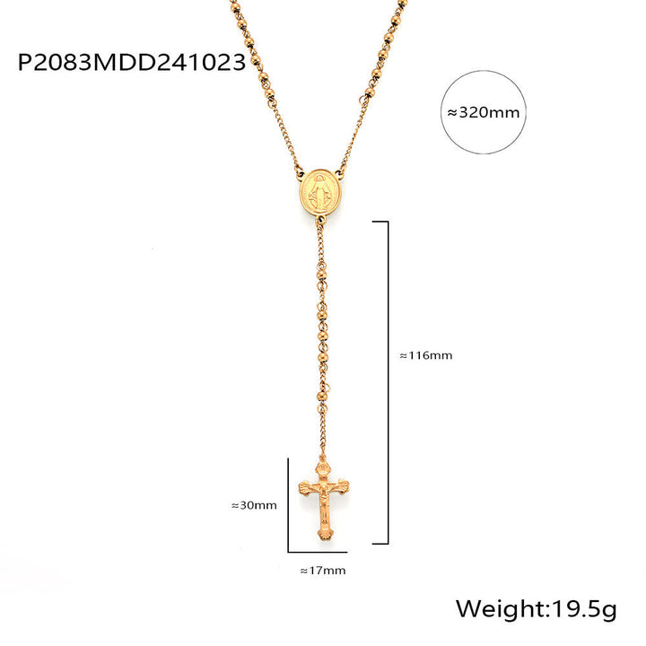 Wearable Rosary Beaded Necklace Collection: Gold-Tone Metal for Daily Spiritual Connection
