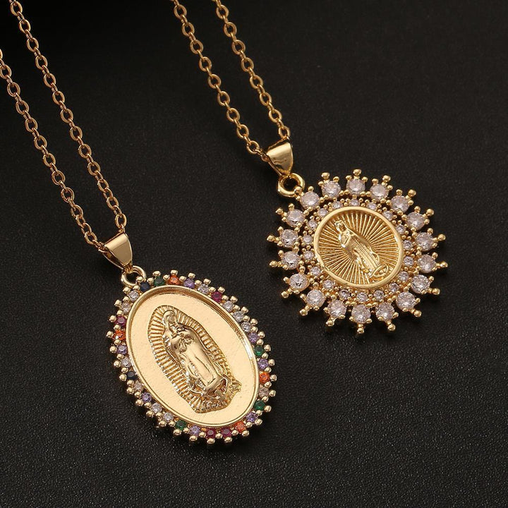 Three-Style Our Lady Zircon Pendant Necklace: A Symbol of Mary’s Maternal Intercession