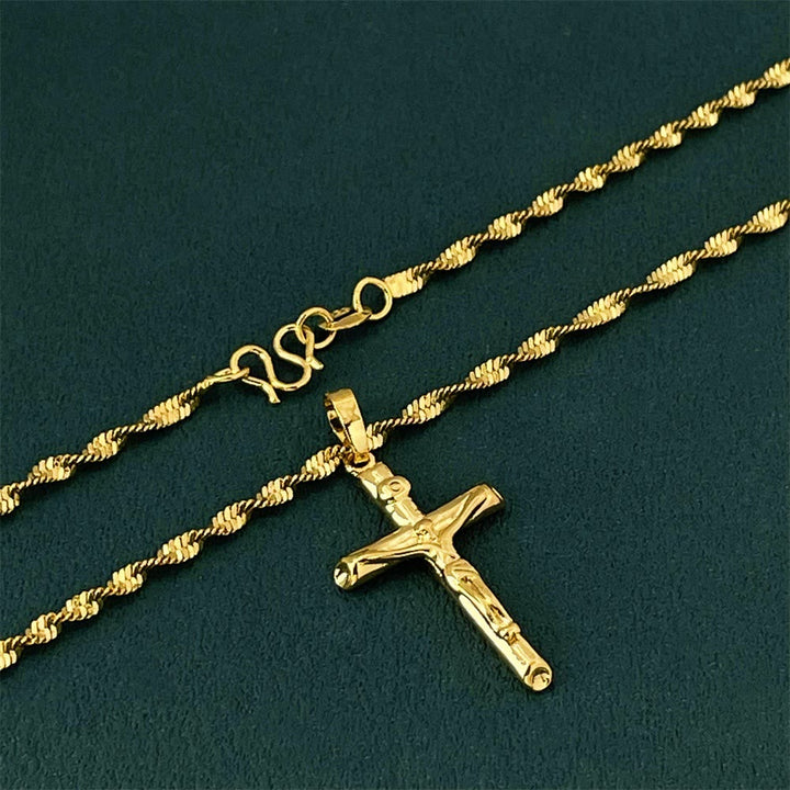 Golden-Tone Crucifix Cross Necklace: A Symbol of Christ’s Redemptive Sacrifice