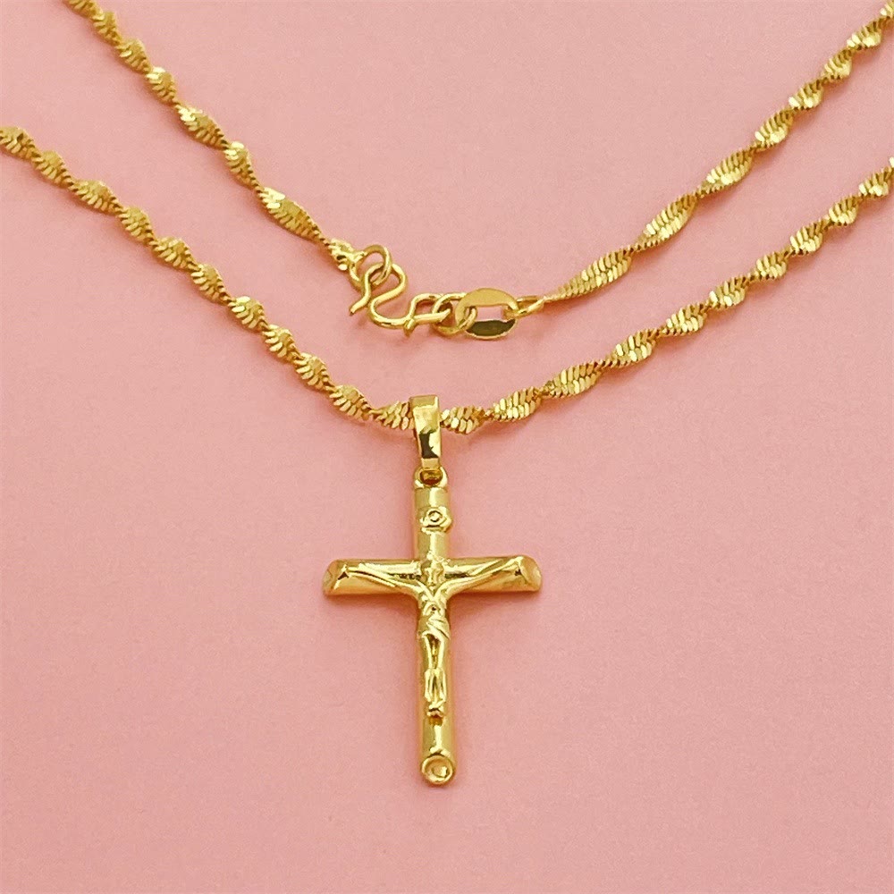 Golden-Tone Crucifix Cross Necklace: A Symbol of Christ’s Redemptive Sacrifice