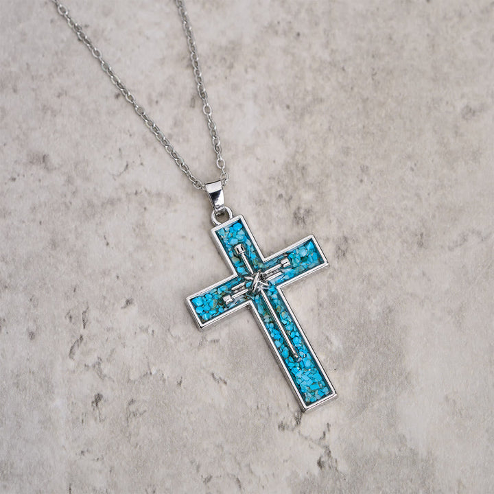 Turquoise Inlay Nail Cross Necklace: A Symbol of Christ’s Sacrificial Love