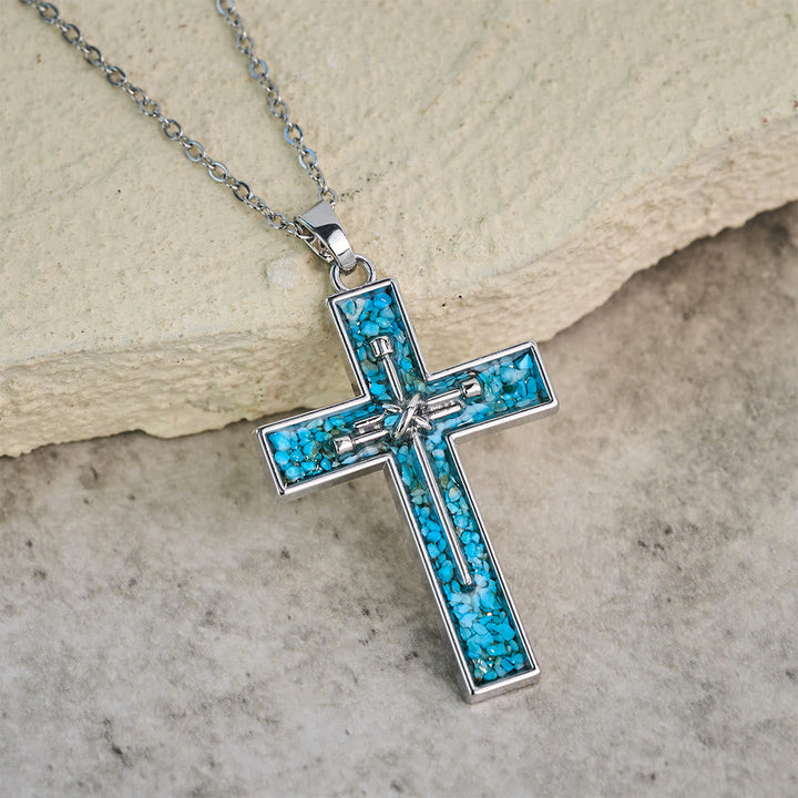 Turquoise Inlay Nail Cross Necklace: A Symbol of Christ’s Sacrificial Love