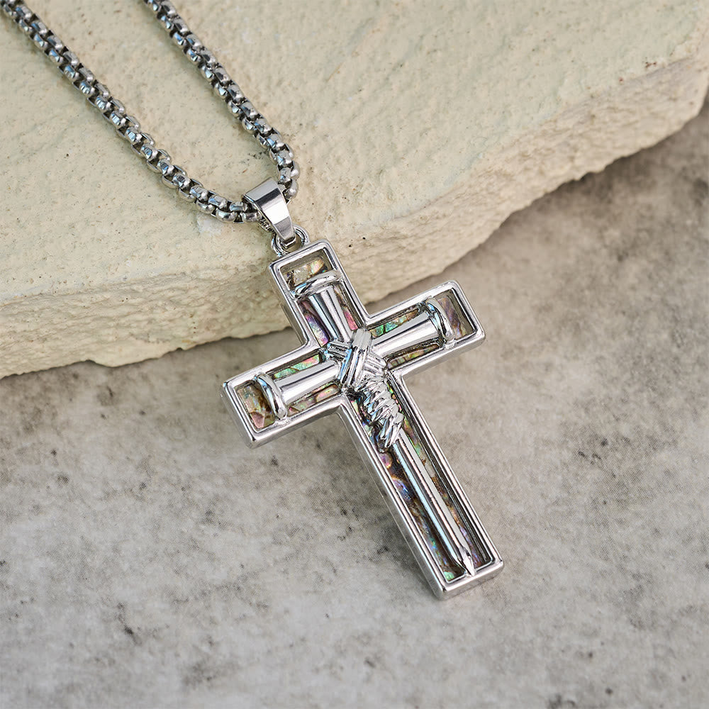 Abalone Shell Inlay Nail Cross Necklace: A Symbol of Christ’s Sacrificial Love