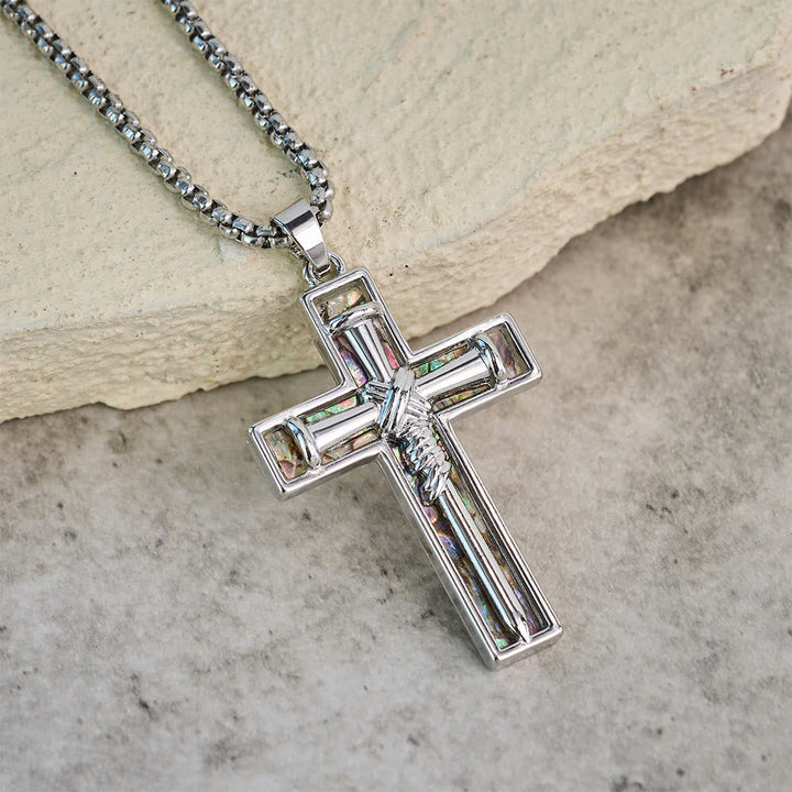 Abalone Shell Inlay Nail Cross Necklace: A Symbol of Christ’s Sacrificial Love