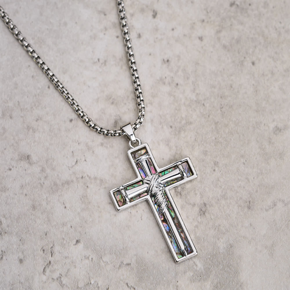 Abalone Shell Inlay Nail Cross Necklace: A Symbol of Christ’s Sacrificial Love