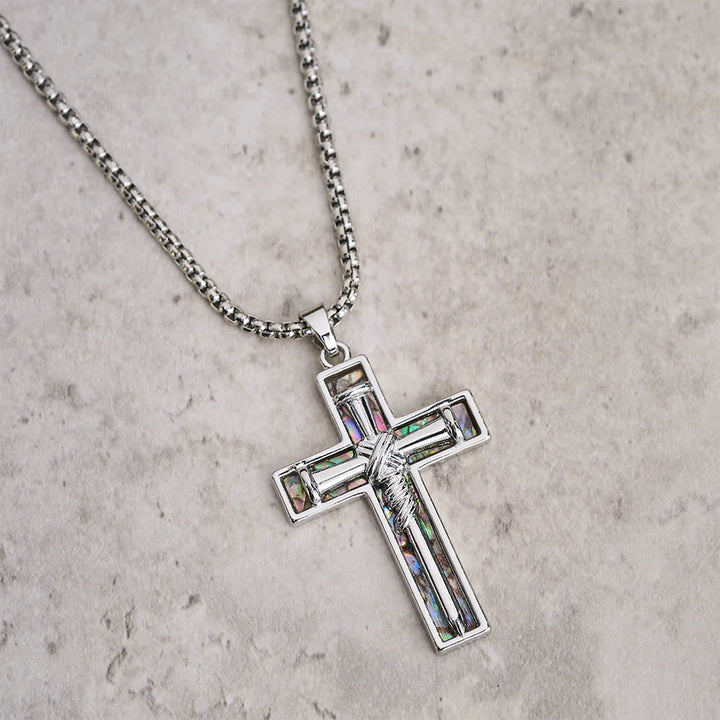 Abalone Shell Inlay Nail Cross Necklace: A Symbol of Christ’s Sacrificial Love