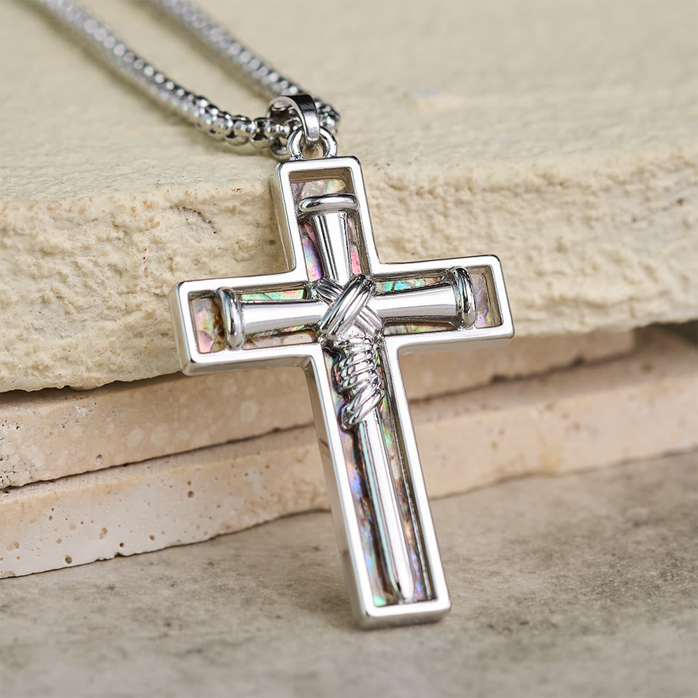 Abalone Shell Inlay Nail Cross Necklace: A Symbol of Christ’s Sacrificial Love