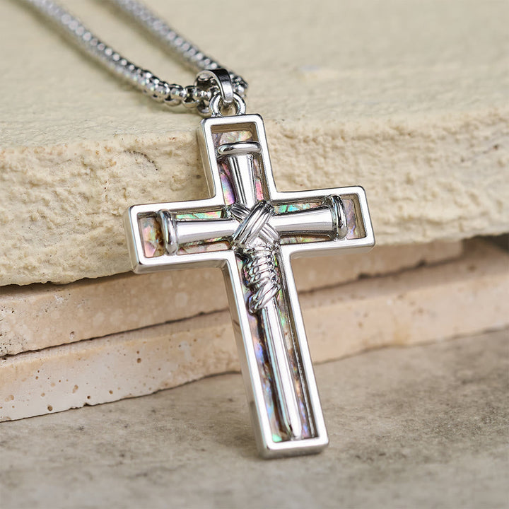 Abalone Shell Inlay Nail Cross Necklace: A Symbol of Christ’s Sacrificial Love