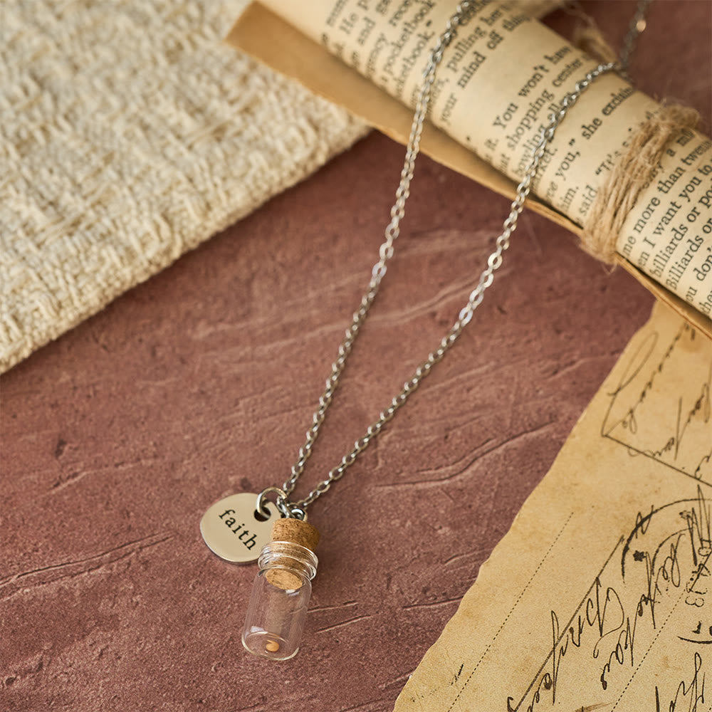 Mustard Seed Bottle Faith Tag Necklace: A Symbol of Small Faith & Great Power