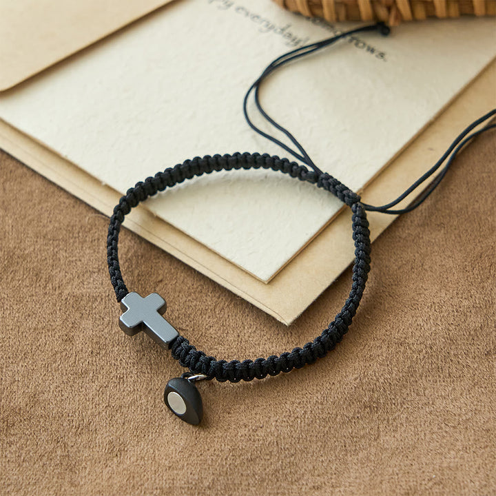 Magnetic Heart Cross Bracelet Set: A Symbol of Sacred Union and Enduring Love