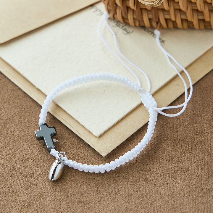 Magnetic Heart Cross Bracelet Set: A Symbol of Sacred Union and Enduring Love