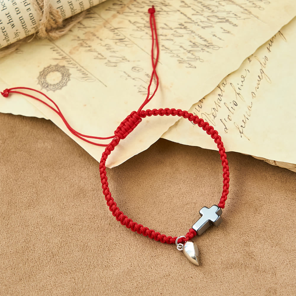 Magnetic Heart Cross Bracelet Set: A Symbol of Sacred Union and Enduring Love