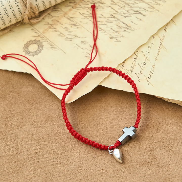 Magnetic Heart Cross Bracelet Set: A Symbol of Sacred Union and Enduring Love