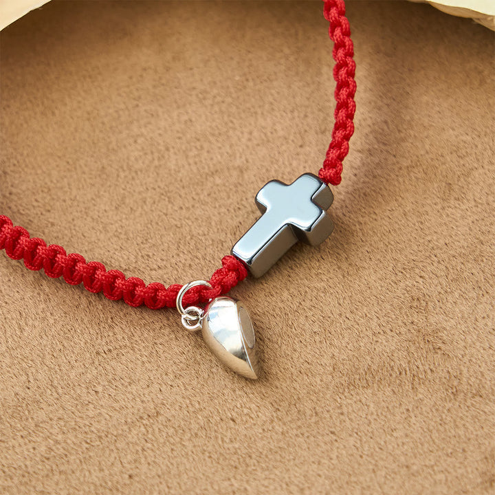 Magnetic Heart Cross Bracelet Set: A Symbol of Sacred Union and Enduring Love