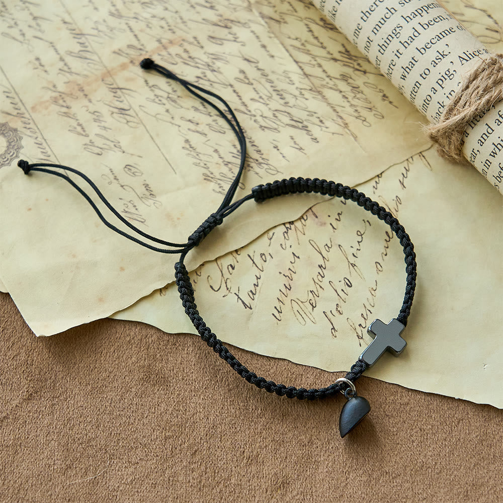 Magnetic Heart Cross Bracelet Set: A Symbol of Sacred Union and Enduring Love