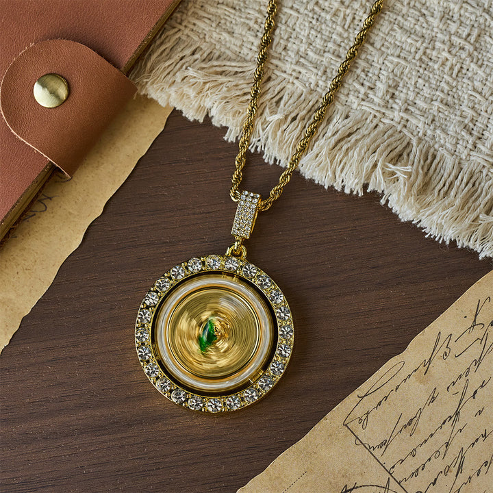 Rotating St. Jude Crystal Halo Necklace: A Symbol of Sacred Grace and Protection