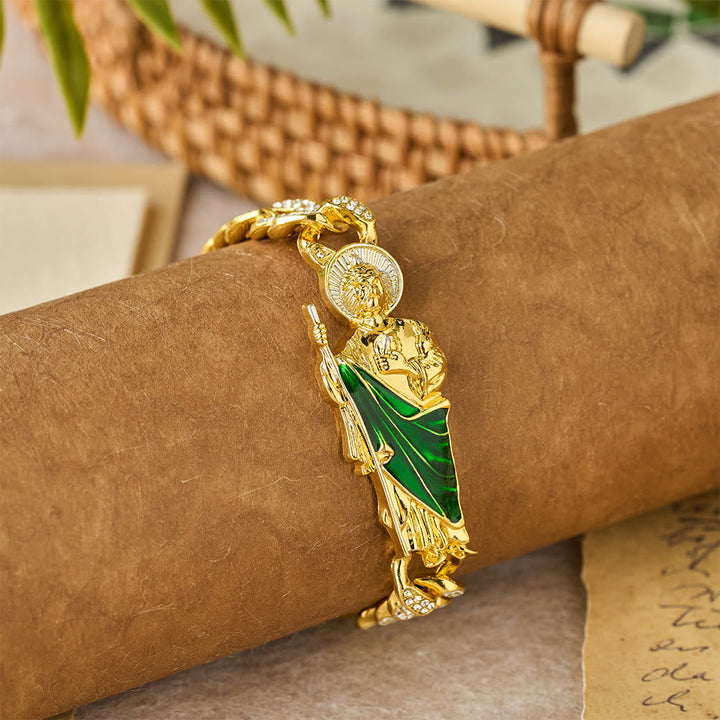 Rotating St. Jude Crystal Halo Necklace: A Symbol of Sacred Grace and Protection