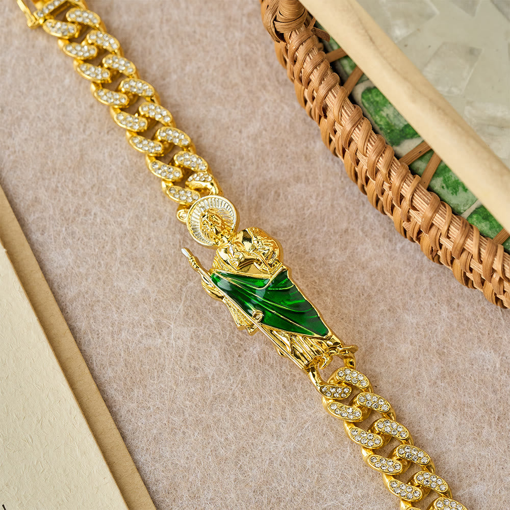 Rotating St. Jude Crystal Halo Necklace: A Symbol of Sacred Grace and Protection