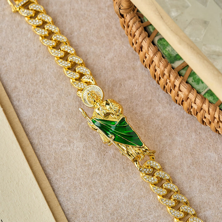 Rotating St. Jude Crystal Halo Necklace: A Symbol of Sacred Grace and Protection