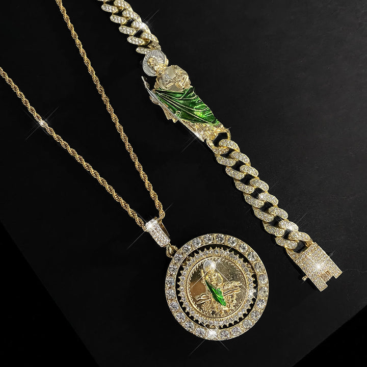 St. Jude with Green Robe Zircon Curb Bracelet: A Symbol of Sacred Grace and Protection
