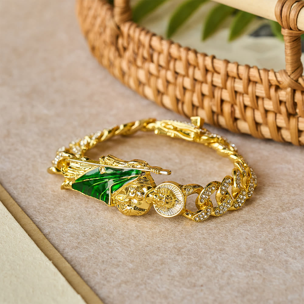 St. Jude with Green Robe Zircon Curb Bracelet: A Symbol of Sacred Grace and Protection