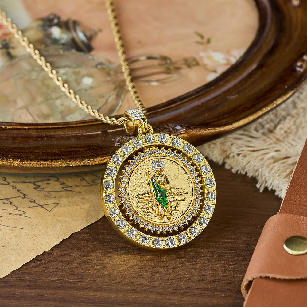 St. Jude with Green Robe Zircon Curb Bracelet: A Symbol of Sacred Grace and Protection