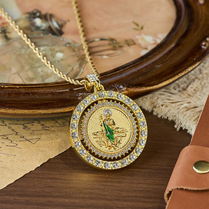St. Jude with Green Robe Zircon Curb Bracelet: A Symbol of Sacred Grace and Protection