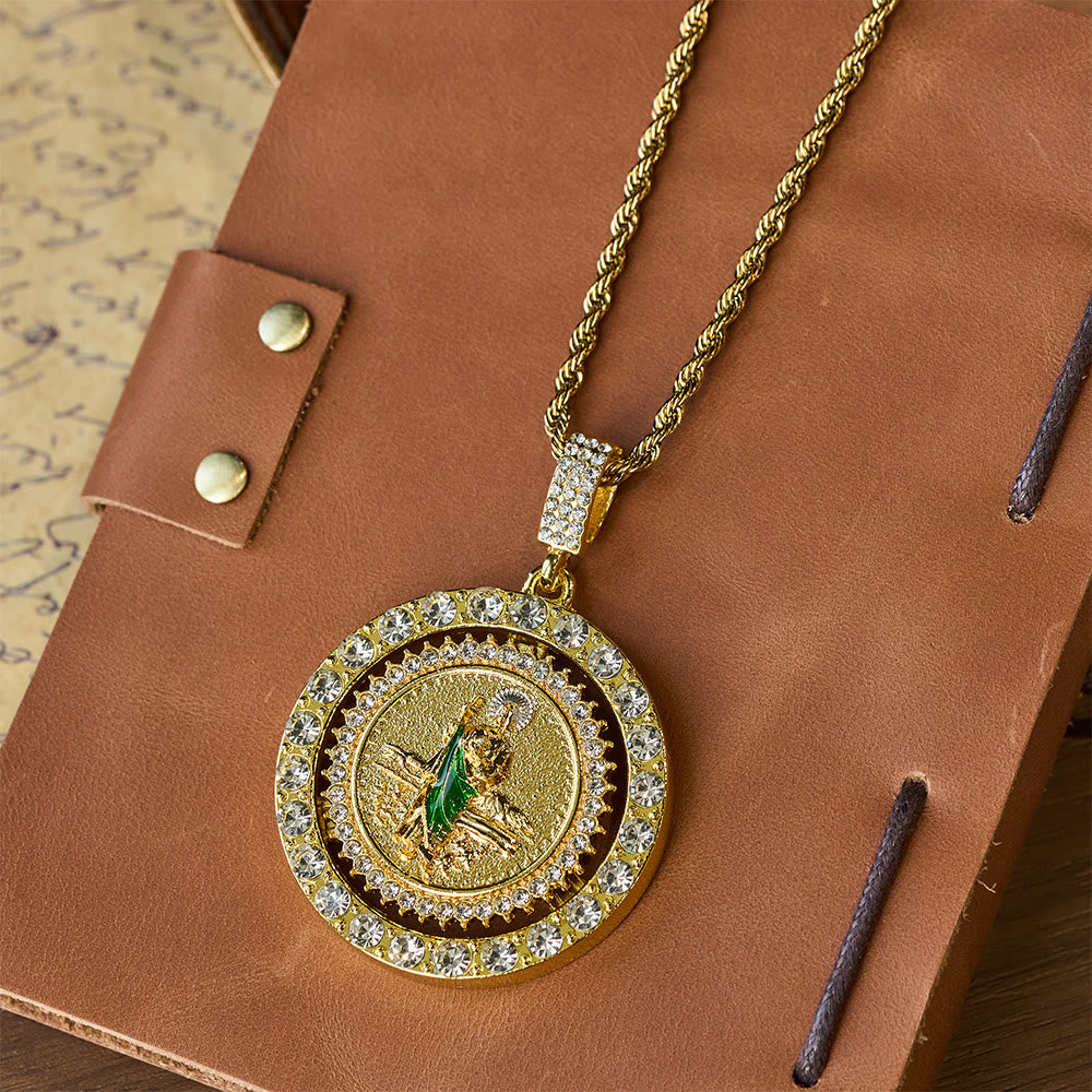 St. Jude with Green Robe Zircon Curb Bracelet: A Symbol of Sacred Grace and Protection