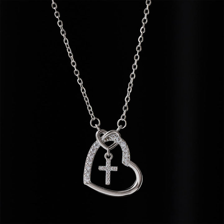 Intertwined Heart Cross Necklace with Card: Embody His Easter Joy & Grace