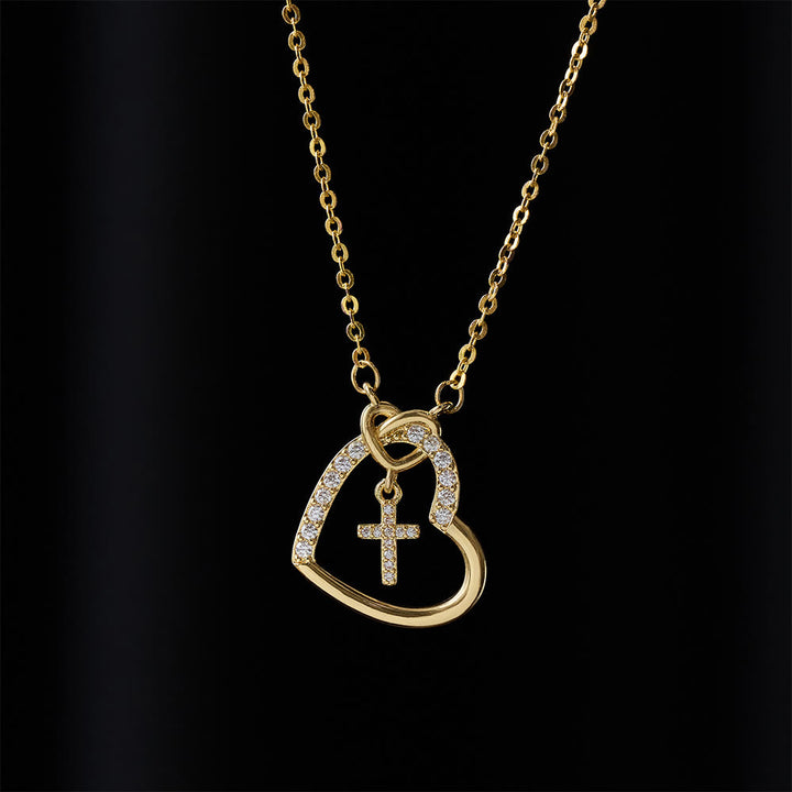 Intertwined Heart Cross Necklace with Card: Embody His Easter Joy & Grace