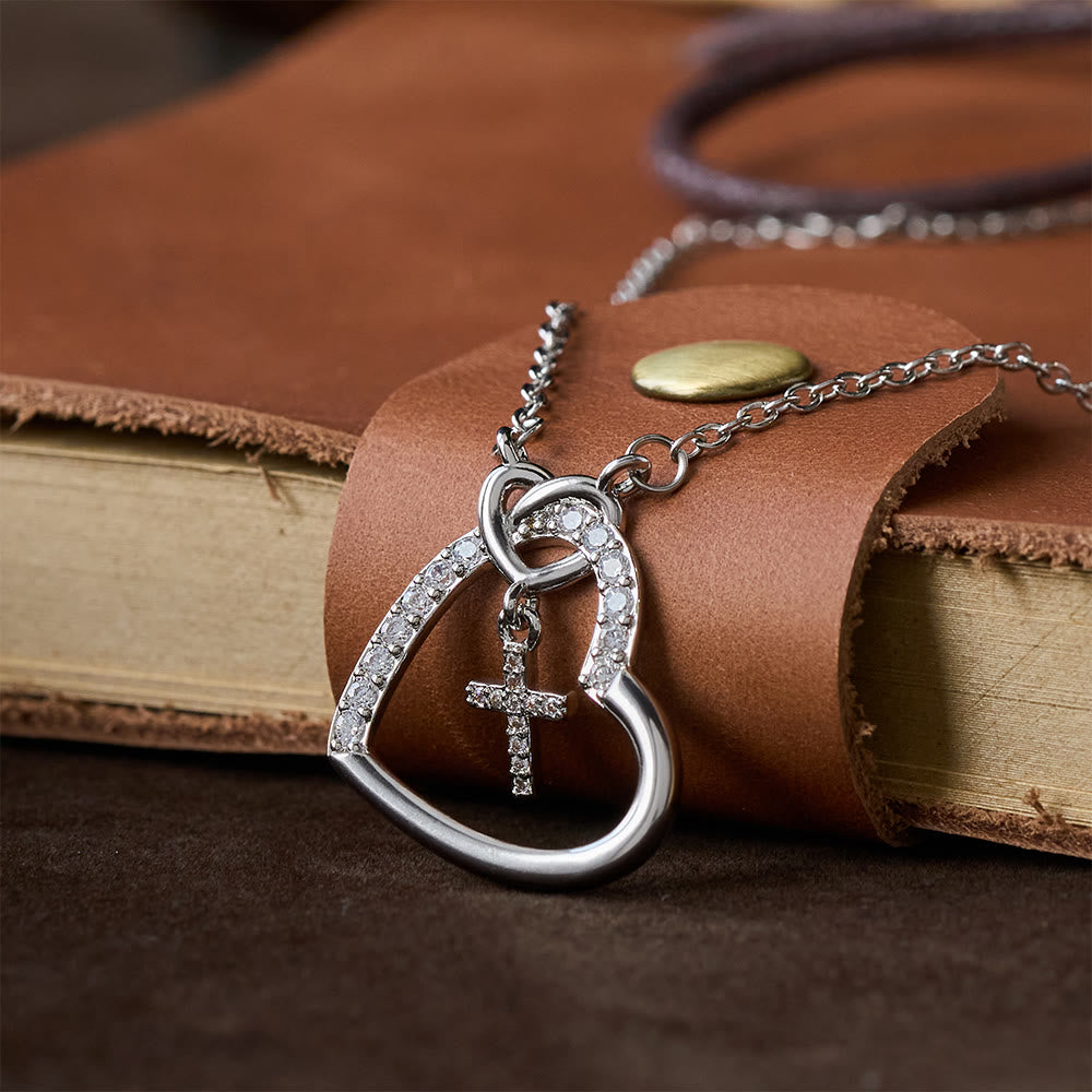 Intertwined Heart Cross Necklace with Card: Embody His Easter Joy & Grace